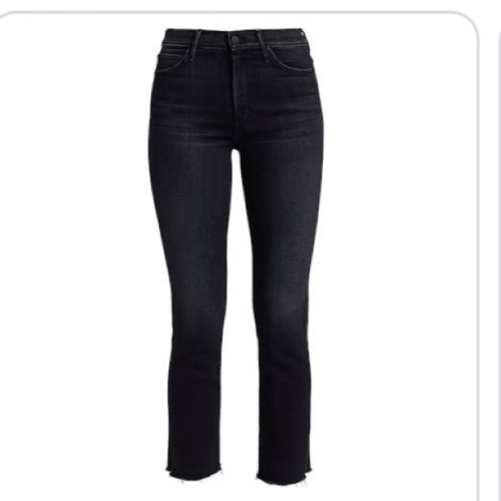 Mother Rascal Snippet Frayed Ankle Black Jeans